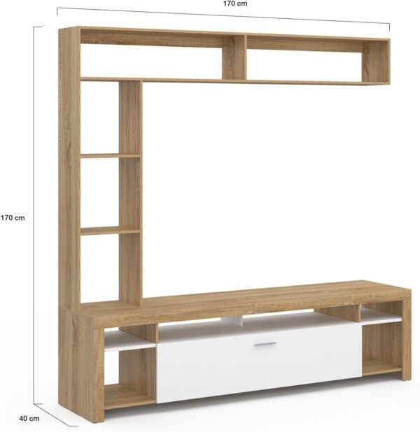 IDMarket - Ensemble Meuble TV et étagères 170 cm Malo Bois et Placard Blanc – Image 5