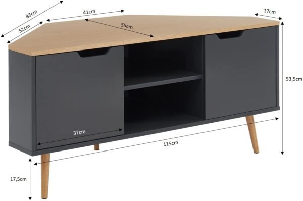 BAÏTA Meuble TV, chêne et Gris Anthracite, L115cm – Image 3