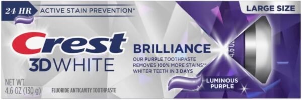 Crest 3D Whitening Lot de 3 dentifrices blanchissants blancs Brilliance Luminous Purple 142 g - Fluor anti-caries - Combat 100 % plus de taches de surface - Prévention des taches de surface – Image 7
