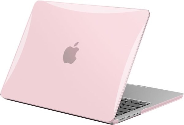 EooCoo Coque Compatible avec MacBook Air 13,6 Pouces M2 M3 M4 A2681 A3113 A3240, 2022 2024 2025 Release avec Touch ID, Protection Étui Rigide en Plastique Anti-Rayures pour Mac 13 - Cristal Rose