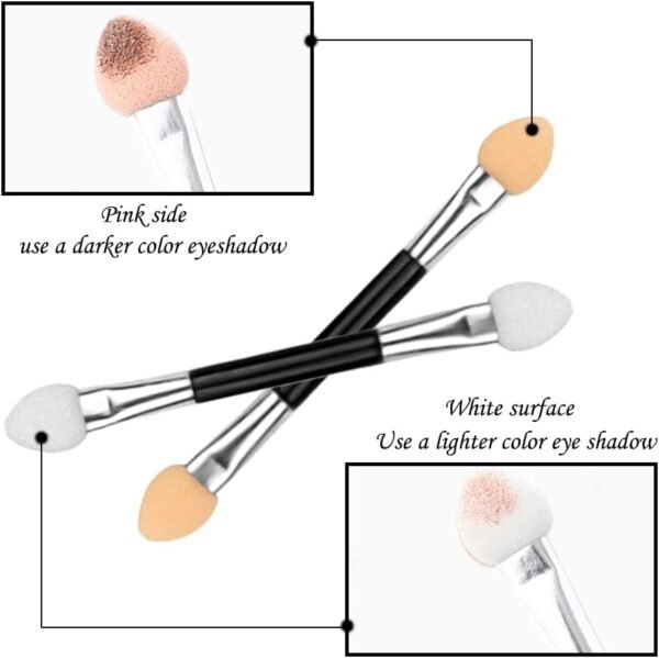 Brosse à Paupières, 12 Pcs Sponge Ombre à Paupières Pinceau, Pinceau de Fard à Paupières Double Face, Applicateur Fard à Paupières – Image 4