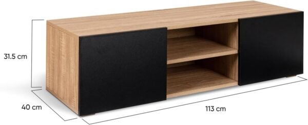 IDMarket - Meuble TV 113 cm ELI Bois façon hêtre Portes Noires – Image 5