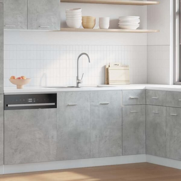 vidaXL Armoire de Plancher d'évier Gris béton 80x46x81,5 cmaAggloméré, Armoire de Cuisine, Meuble de Cuisine, Armoire de Rangement de Cuisine – Image 2