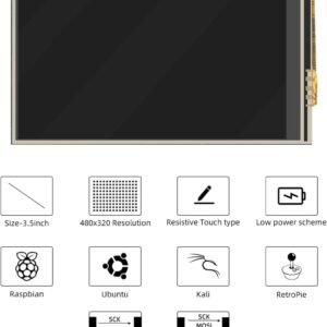 Alternative view of Écran Tactile 3.5 Pouces, 480 x 320 Pixels 60 FPS Mini Moniteur avec Stylet et Mini-Ventilateur pour Raspberry Pi 3/4/5