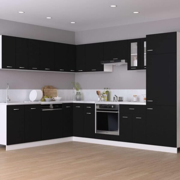 vidaXL Armoire à Four Placard Armoire de Rangement Meubles de Cuisine avec 1 Etagère Maison Intérieur Noir 60x46x81,5 cm Aggloméré – Image 2
