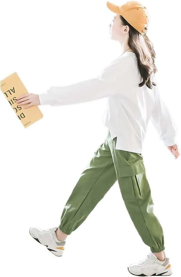 amropi Filles Jogging Survêtement Ensembles Pantalon et Sweats Haut 2 Pièce Vêtement pour 3-14 Ans – Image 3