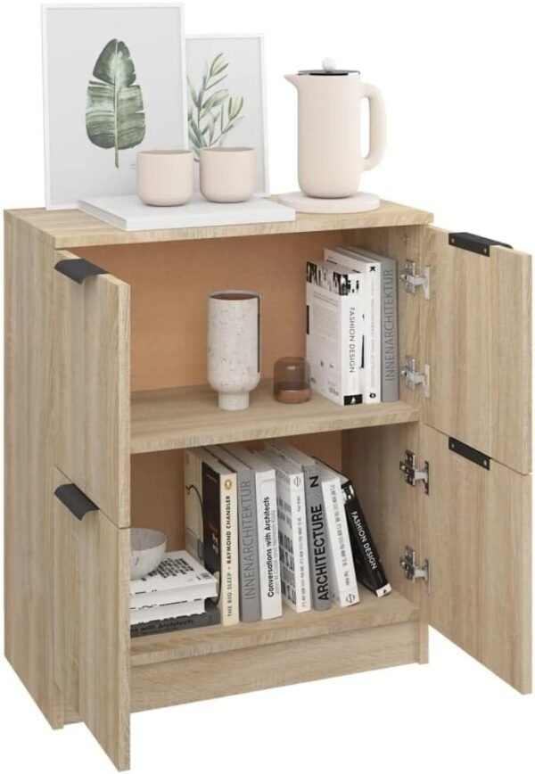 vidaXL Buffet Armoire de Salon Armoire de Rangement Organisateur de Maison Meuble de Rangement Intérieur Chêne Sonoma 60x30x70 cm Bois d'Ingénierie – Image 5