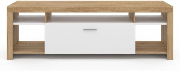IDMarket - Meuble TV 140 cm Malo Bois et Placard Blanc – Image 4