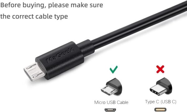 MaGeek® 3.0m Micro USB Câble Haute Vitesse USB 2.0 Sync et Charge pour Samsung, HTC, Sony, Motorola, LG, Google, Nokia (Noir) – Image 3
