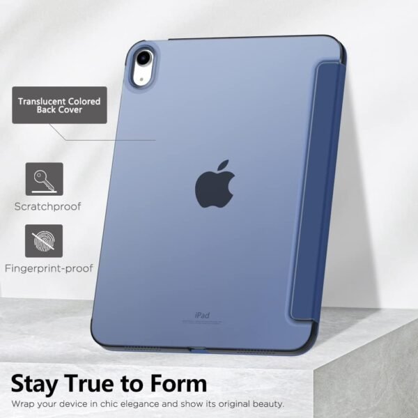 MoKo Coque pour iPad (A16) 11ème Génération 11 Pouces en 2025, iPad 10ème Génération 10,9'' en 2022, Étui Mince en PC Translucide pour iPad 11ème Gén, avec Touch ID, Réveil/Sommeil Auto, Marine Bleu – Image 6