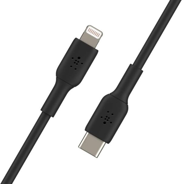 Belkin Câble USB-C vers Lightning (câble de recharge rapide pour iPhone 14 et modèles antérieurs; câble Boost Charge USB-C certifié MFi; noir, 1 m) – Image 3