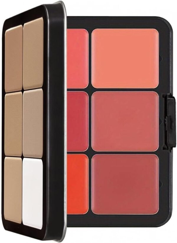Palette de 12 couleurs d'anticernes et de fards à joues, longue tenue, résistante aux bavures, estompable, 2 en 1 fards à joues en crème au fini mat Palette de maquillage pour le visage (#01) – Image 8