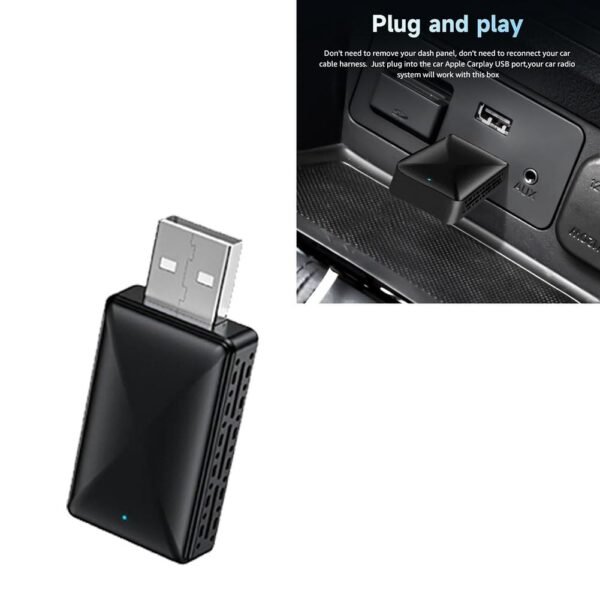 Fangxuee Boîtier Sans CarPlay et Android Auto pour Voiture, 2 en 1, Dongle Filaire Vers Sans, Plug & Play, Mini Boîtier AI, Adaptateur CarPlay Android Auto. – Image 5
