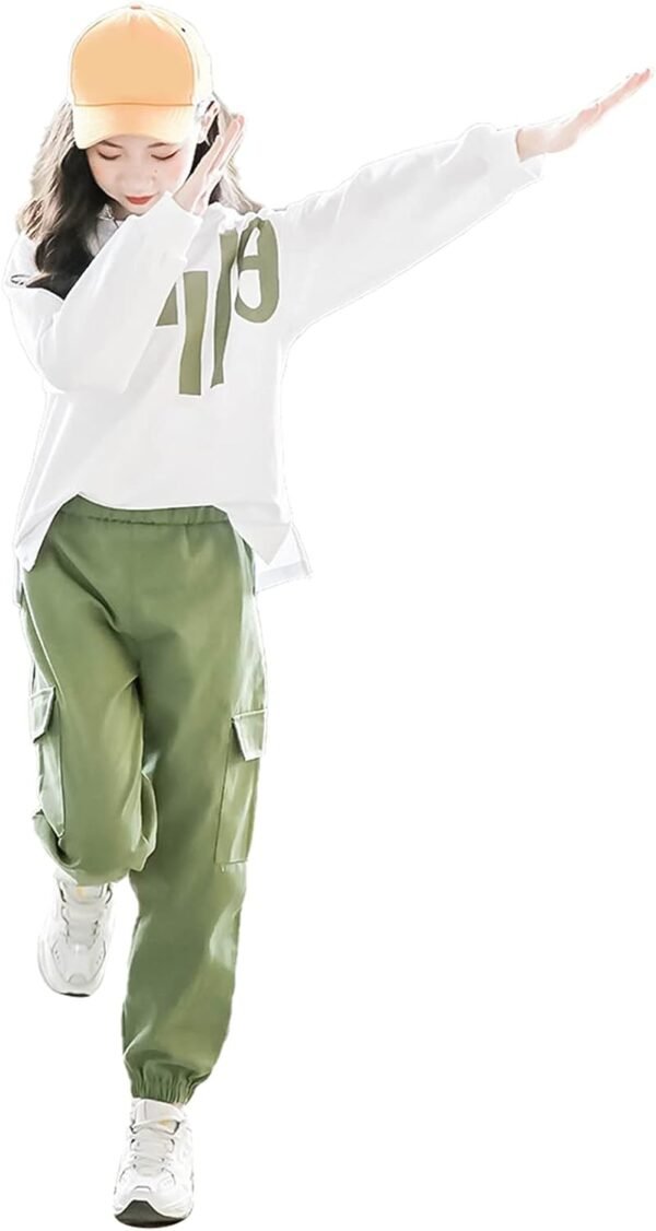 amropi Filles Jogging Survêtement Ensembles Pantalon et Sweats Haut 2 Pièce Vêtement pour 3-14 Ans – Image 4