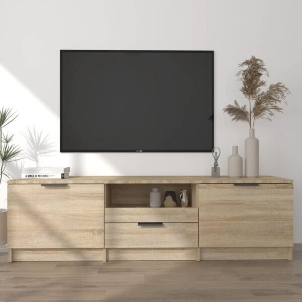 vidaXL Meuble TV Centre de Divertissement Armoire Basse Armoire Stéréo Meuble de Salon Salle de Séjour Chêne Sonoma 140x35x40 cm Bois d'Ingénierie – Image 2