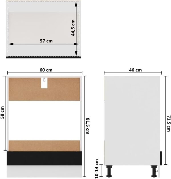 vidaXL Armoire à Four Placard Armoire de Rangement Meubles de Cuisine avec 1 Etagère Maison Intérieur Noir 60x46x81,5 cm Aggloméré – Image 3