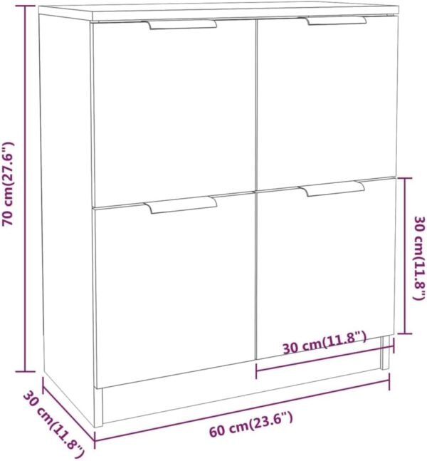 vidaXL Buffet Armoire de Salon Armoire de Rangement Organisateur de Maison Meuble de Rangement Intérieur Chêne Sonoma 60x30x70 cm Bois d'Ingénierie – Image 3