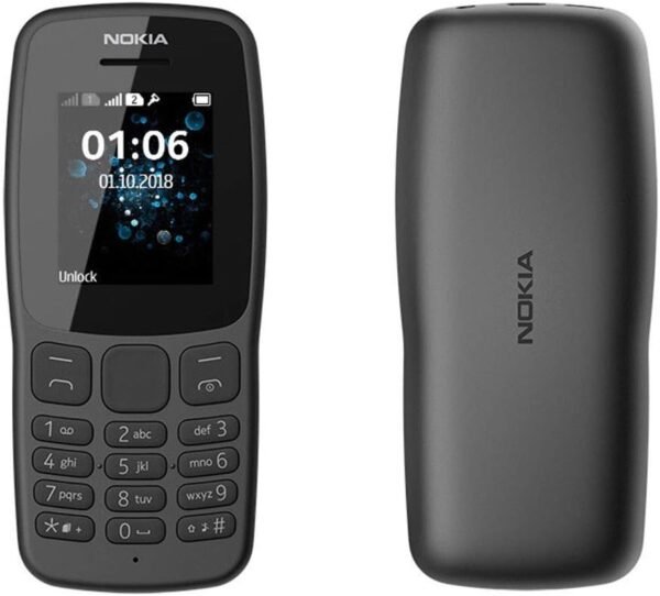 Nokia 106 unlocked 4GB Dual Sim 2018 Gris Foncé avec Lampe Torche LED Radio FM Grand Bouton Téléphone – Image 2