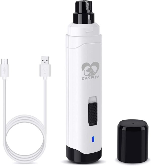 Casfuy Lime à Ongle Chien - Coupe-Ongles électrique Rechargeable à 2 Vitesses pour Animaux de Compagnie toilettage et lissage des Pattes indolores pour Petits Chiens de Taille Moyenne Chats