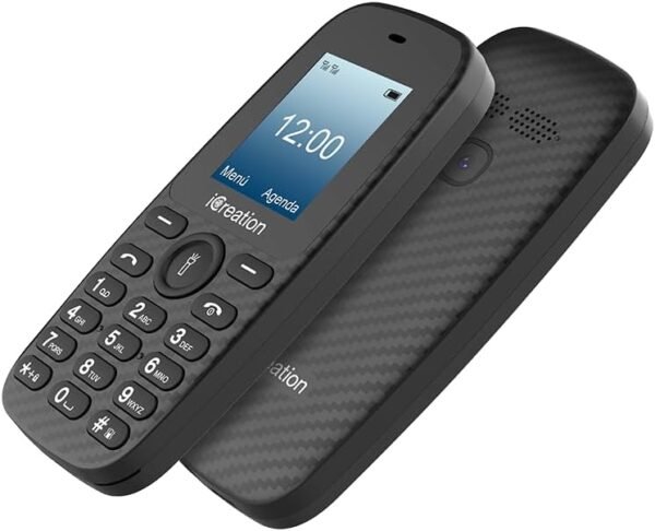 iCreation C10 - Téléphone Portable Basique Noir avec écran 1,8", Batterie 800 mAh, Format Compact et léger (73 g), très Simple à Utiliser, Vibration, Bluetooth et Double SIM – Image 4