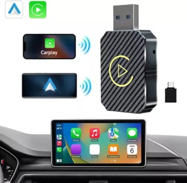 DFZHiuat Adaptateur Carplays sans fil Androids Auto – 2 en 1 Smart USB Dongle Mini Compact Carplays Convertisseur pour une connectivité transparente Glod – Image 2