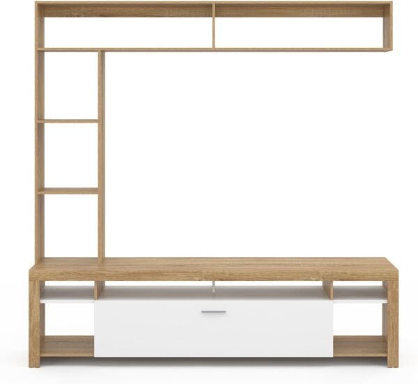 IDMarket - Ensemble Meuble TV et étagères 170 cm Malo Bois et Placard Blanc – Image 3