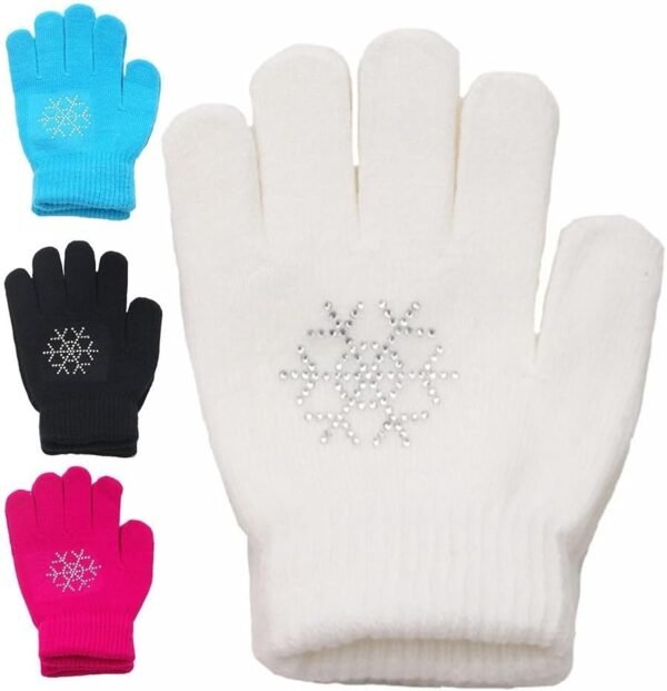 Oceanlend Gants de patinage artistique pour enfants, gants d'hiver antidérapants, gants extensibles chauds pour sports sur glace – Image 4