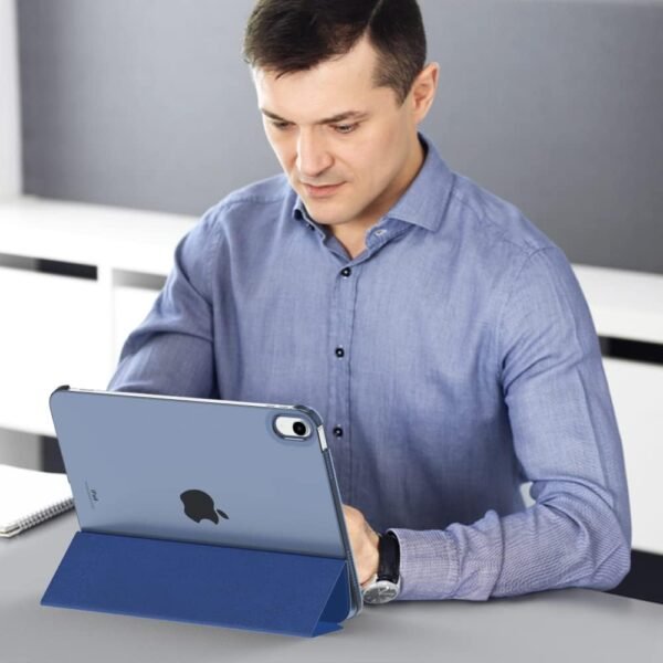 MoKo Coque pour iPad (A16) 11ème Génération 11 Pouces en 2025, iPad 10ème Génération 10,9'' en 2022, Étui Mince en PC Translucide pour iPad 11ème Gén, avec Touch ID, Réveil/Sommeil Auto, Marine Bleu – Image 8