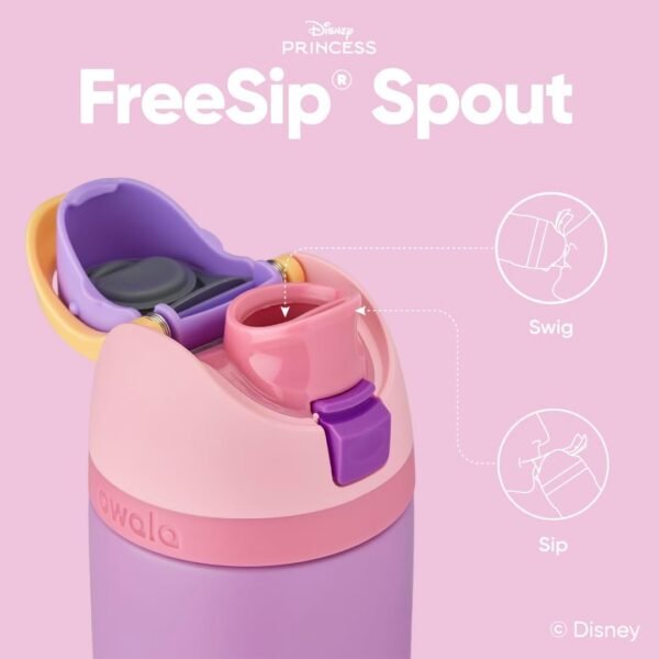Owala Disney Princess FreeSip Bouteille d'eau isotherme en acier inoxydable avec paille pour le sport et les voyages, sans BPA, 710 ml, Raiponce – Image 2