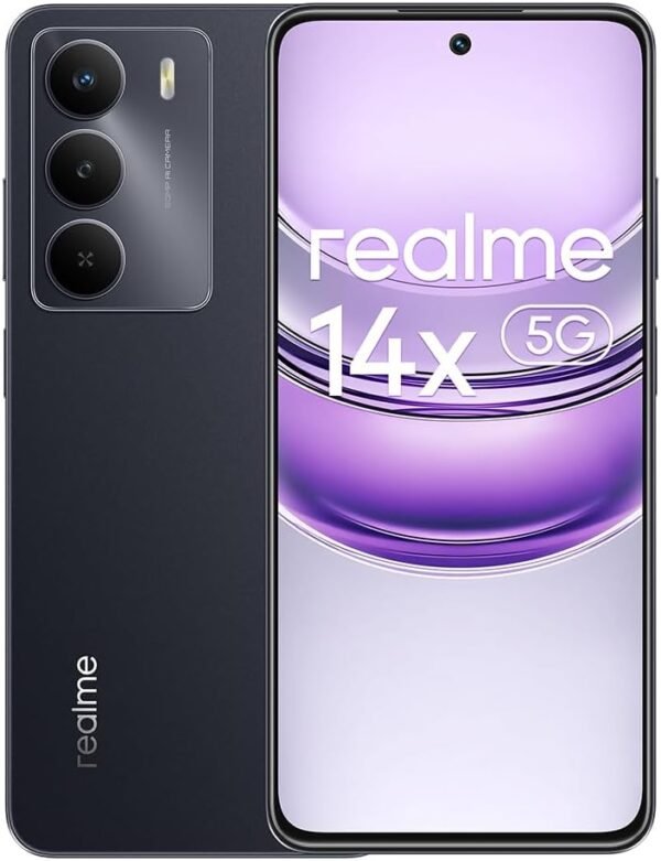 realme 14x 5G Téléphone Portable,Dimensity 6300 5G,50MP Appareil Photo,120Hz 6.67" HD+ Écran,6GB+128GB Smartphone 5G,Batterie de 5000mAh,Dual SIM Android 14,NFC IP64,sans Adaptateur,Noir