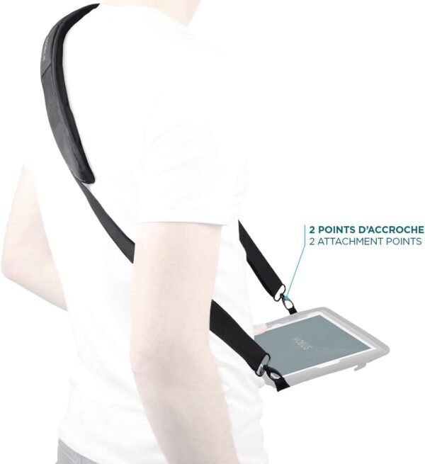 MOBILIS Bandoulière de Transport Universelle pour Tablette/Téléphone/Terminal de Saisie, 2 Points d'Accroche, Longueur Réglable 105-165 cm, Anti Chute, Ergonomique et Confortable, Noir – Image 2