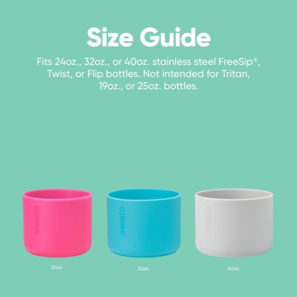 Owala Botte de bouteille d'eau en silicone, housse de protection antidérapante pour bouteilles d'eau FreeSip, Twist et Flip en acier inoxydable, bleu – Image 4