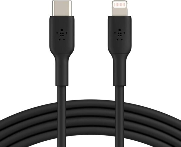 Belkin Câble USB-C vers Lightning (câble de recharge rapide pour iPhone 14 et modèles antérieurs; câble Boost Charge USB-C certifié MFi; noir, 1 m)