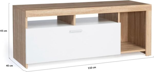 IDMarket - Meuble TV 110 cm Malo Bois et Placard Blanc – Image 3