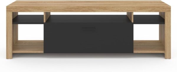 IDMarket - Meuble TV 140 cm Malo Bois et Placard Noir – Image 3