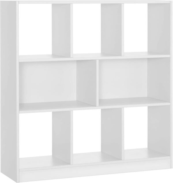 VASAGLE Bibliothèque, Meuble de Rangement, Étagère, 8 Compartiments Ouverts, Utilisable à l’Horizontale, sur Le Côté ou à l’Envers, 30 x 97,5 x 100 cm, pour Salon, Bureau, Blanc LBC52WT – Image 9