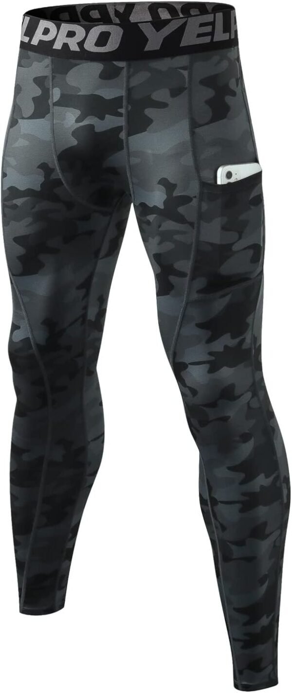 Legging Sport Homme Séchage Rapide Pantalon de Compression, Baselayer Collant Running avec Poches pour Course Jogging Cyclisme