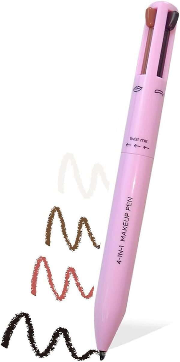 iLamvie Stylo De Maquillage 4-En-1: Eye-Liner, Crayon À Sourcils, À Lèvres, Surligneur - Tout-En-Un Étanche Pour Les Yeux, 4 Couleurs Longue Durée (Pink)