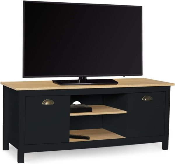 IDMarket - Meuble TV 113 cm Campagne ISIS Bois et Noir