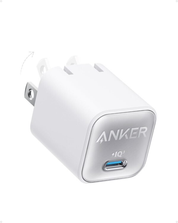 Chargeur USB C GaN 30 W, Chargeur 511 (Nano 3), Chargeur Rapide Pliable PIQ 3.0, Nano 3 pour Galaxy, iPad (câble Non Inclus) – Blanc Aurore