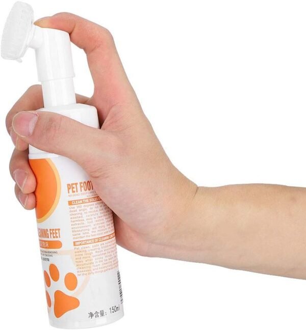 Fournitures de soin des griffes, sans eau, sans lavage, soin de nettoyage des pieds de chien avec tête de brosse de nettoyage portable attachée pour chiens chats pour animalerie à domicile – Image 2