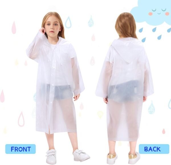 Vicloon Poncho de Pluie Imperméable pour Enfant, Réutilisable EVA Imperméable Enfant Capuchon Vêtements de Pluie, Pour voyage, randonnée, Va à L'école, Equitation, Taille Unique – Image 3