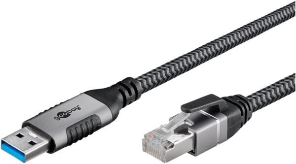 goobay 3m LAN-USB Câble 1 Gbit Transfert de données - USB A 3.0 vers RJ45 Ethernet Le câble CAT 6 connecte le routeur et l’ordinateur portable ou le PC - Remplace l’adaptateur USB vers LAN - 70499 – Image 3