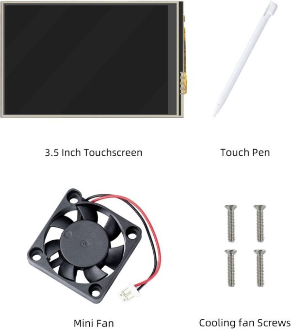 Écran Tactile 3.5 Pouces, 480 x 320 Pixels 60 FPS Mini Moniteur avec Stylet et Mini-Ventilateur pour Raspberry Pi 3/4/5 – Image 7