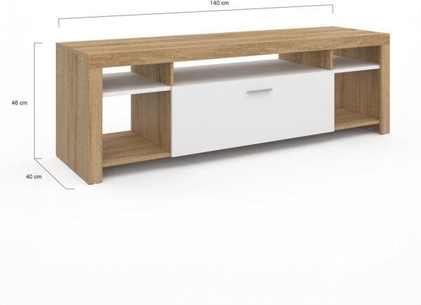IDMarket - Meuble TV 140 cm Malo Bois et Placard Blanc – Image 3