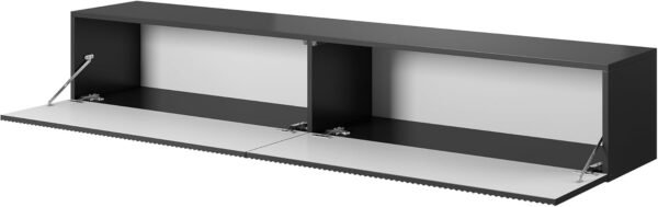 Selsey Meuble TV Armoire De Télévision 175 cm Suspendu Façade Fraisée Noir Veldio – Image 7