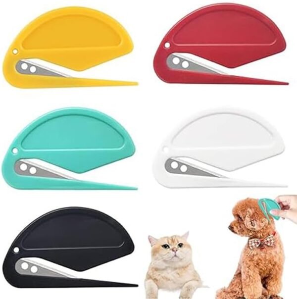Votvlog 5 Pièces Coupe Noeud Chat, Peignes de Démêlage pour, Peigne à Nouer pour Chiens, Couteau Démêlant pour Animaux de Compagnie avec Lame en Acier, Accessoires de Détacheur de Noeuds de Toilettage – Image 3