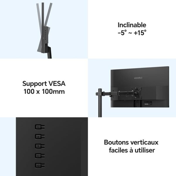 KOORUI E2412F 24 Pouces Ecran PC, FHD 1920 x 1080 100Hz Moniteur HDMI 1.4, Eye Care, inclinable de -5° à 15°, VESA 100 x 100mm – Image 9