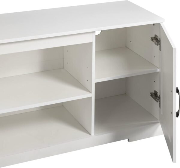 Zinus Bennett Meuble TV - Meuble TV de style rustique avec étagères de rangement et portes - Meuble multimédia en bois - Table polyvalente - Blanc – Image 11
