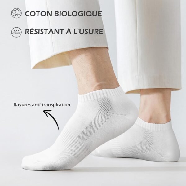 QINCAO Chaussettes de baskets pour hommes et femmes, 6/10 paires, chaussettes courtes, en coton, chaussettes de sport, respirantes, pour la course – Image 4